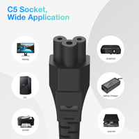 สายเคเบิลต่อพ่วง18AWG NEMA 5-15P,สายไฟ AC ต่อสายดิน IEC C5 10A สำหรับชาร์จคอมพิวเตอร์โน้ตบุ๊กแล็ปท็อป