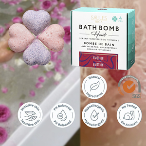 Set de Bombas de Baño Orgánicas Aromáticas Emotion, 4 Vaporizadores de Ducha en Forma de Corazón con Aceites Naturales para el Cuerpo, Caja de Regalo OEM ODM para el Día de la Mujer - Product Image 1