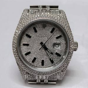 Montre de luxe artisanale haut de gamme avec cadran en verre de 25 mm, mouvement à quartz ETA, résistance à l'eau 3 BAR, diamant VVS Moissanite, personnalisable - Product Image 5