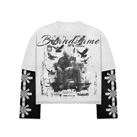 T-shirts décontractés pour hommes à manches longues, col rond, 100% coton, double couche, séchage rapide, respirants, coupe ample et épaisse, style vintage