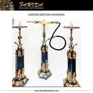 Cachimbas altas de Farida de edición limitada de lujo, espejo de latón martillado a mano único, pantalla funcional, Shisha, cafés, tipo recto en caja - Product Image 5