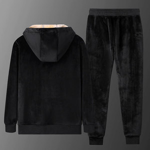 Ensemble de vêtements de sport chauds d'hiver pour hommes 2 pièces sweat à capuche thermique et survêtement polaire combinaison de sport coupe-vent avec caractéristique respirante - Product Image 2