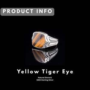 Bague signet éternité pour homme en argent sterling 925 avec pierre naturelle œil de tigre pour mariage ou anniversaire |   OEM - Product Image 2