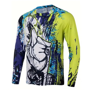 Venta al por mayor personalizada sublimación manga larga cuello redondo pesca Jersey impermeable secado rápido transpirable UV UPF 50 camisa de protección - Product Image 3