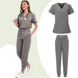 Femmes fermeture éclair ouverture gommage manteau col coton allaitement uniforme Spa vêtements de travail médecin salopette pour professionnels médicaux vétérinaires - Product Image 3