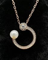 Collier élégant pour femmes en argent 925 plaqué or 18 carats avec zircon CZ et perle blanche, bijoux de mode pour femmes