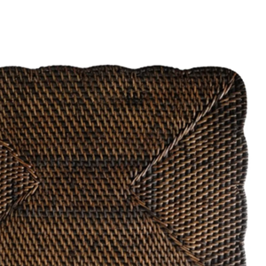Eco-Conscious Scalloped Rattan <b>Placemat</b> Brown <b>Rectangle</b> Charger Plates For Event Tables, Weddings & Restaurants, Vietnam-Made - Product Image 2