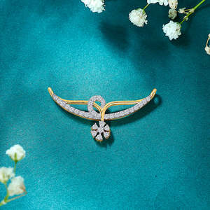 Collar Mangalsutra Floral con Diamantes en Oro Amarillo para Mujer - Product Image 1