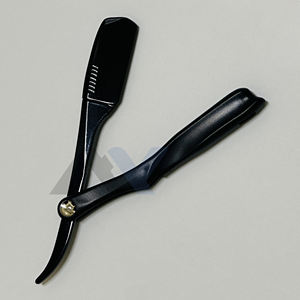 Nouvelle arrivée Rasoir de barbier à pince Professionnel en acier inoxydable Porte-lame de style pince Rasoir droit de sécurité pliable en plastique - Product Image 3