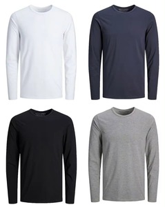 Unisex Solid <b>Black</b> 100% Cotton Tshirt <b>Long</b> Sleeves Jersey O-neck <b>T</b> <b>Shirt</b> 100% Cotton - Product Image 6