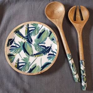 Ensaladera de madera decorativa navideña de la mejor calidad con cuchara para decoración de cocina y mesa de comedor - Product Image 3