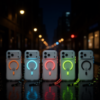 Funda Oficial para Teléfono IP15 con Correa Transparente, Anillo Magnético con Relieve, Cordón, Textura Acanalada y Función de Luminosidad (TPU+PC)