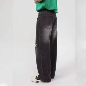 Neige lavage moyen personnalisé hommes Slim Fit déchiré jean cassé trou Denim haute rue solide printemps Vintage Denim pantalon - Product Image 3