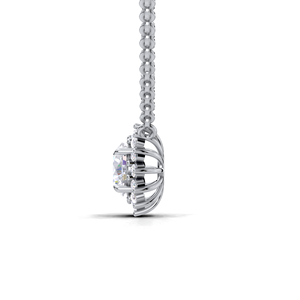 IGI Certified Lab Grown Diamond Round Solitaire Halo Pendant Pendant in Solid 925 Sterling <b>Silver</b> Classic Micro Pave Design - Product Image 3