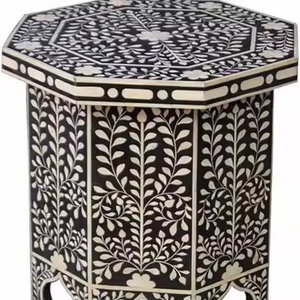 Consola con incrustaciones de hueso, diseño europeo tradicional para el hogar, dormitorio, baño, muebles escolares hechos a mano por Crescent Crafts - Product Image 1