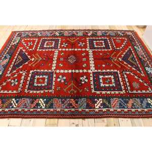 Tapis turc, tapis vintage 6,8x9,4 pieds, tapis en laine rouge et bleu à motifs floraux - Product Image 2