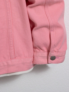 Pink Oversized Denim <b>Jackets</b> for Men with Full Customization <b>Vintage</b> Style Stand Collar Front Logo Custom Men's Outdoor Wear - Product Image 2