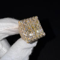 Bague de championnat pour homme, tendance, originale, en argent 925 plaqué or, sertie de moissanite de qualité supérieure, avec un grand carré de diamants invisibles