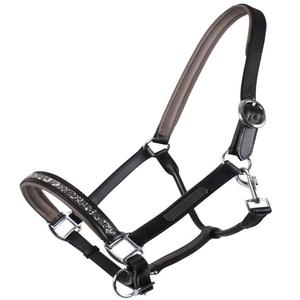 Plaque de nom personnalisée et cristaux étincelants décoratifs noir ou marron selle cuir cheval licou en plein cob oversize - Product Image 2