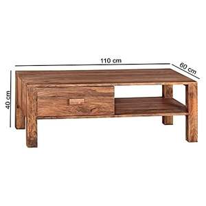 Table basse avec tiroir de rangement et étagère en bois de forme rectangulaire Utilisation solide Mobilier de bureau bien meublé - Product Image 2
