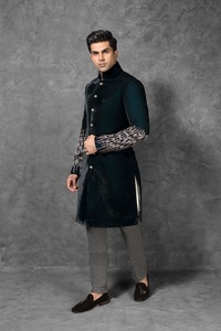 ELEGANT SEQUENCE EMBROIDERY on SHERWANI SLEEVES WITH <b>PANT</b> DRESS & ALSO MATCHING SHOE WITH DRESS for PARTY-WEAR/WEDDING @ 2023 - Product Image 2