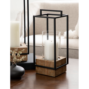 Farol de metal y madera para decoración de sala de estar con mango, candelabro de mesa para decoración del hogar, accesorios, venta al por mayor - Product Image 3