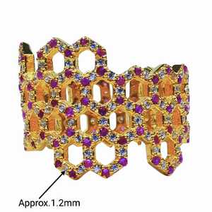 925 Sterling Silver <span class=keywords><strong>Ruby</strong></span> Trắng <span class=keywords><strong>Topaz</strong></span> Mật Ong Vòng Ong Mạ Vàng Phong Cách Cổ Điển Cho Đám Cưới Và Các Bên - Product Image 2