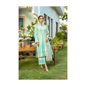 Tenue de soirée tendance vêtements indiens pakistanais costume de pelouse 3 pièces célèbre robe asiatique pour dames - Product Image 2