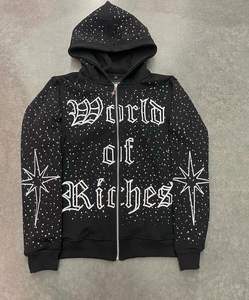 เสื้อฮู้ดผู้ชายผ้าฟลีซผ้าฝ้าย100% GSM 300สไตล์อุตสาหกรรมรวดเร็วพิมพ์ลายสกรีนพลอยเทียมและจัดส่งรวดเร็วราคาถูกสำหรับผู้ชาย - Product Image 1