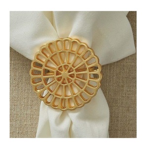 Anneaux de serviette en métal doré et ivoire de qualité supérieure, sculptés, pour mariage et occasions spéciales - Product Image 2