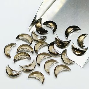 2,3,4,5 pièces Quartz fumé naturel Briolette à facettes sculpté à la main forme de lune pierres précieuses croissant de lune approvisionnement en gros - Product Image 5