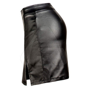 Jupe élégante d'été en cuir enduit de PU pour femmes, jupe en cuir sur mesure - Product Image 3