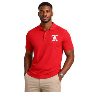 Polo Kappa Alpha Psi en chenille rouge brodée en vieux anglais, fraternité grecque Nupe 1911, coton piqué premium, tee-shirt de golf - Product Image 1