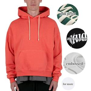 Sweat à capuche surdimensionné en coton teint uni brodé Streetwear Sweat-shirt unisexe style veste décontractée pour les sports de plein air - Product Image 1