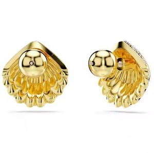 Pendientes de tuerca de concha dorada con tema oceánico con piedras redondas cultivadas en laboratorio y detalle de epoxi, joyería personalizada, Fabricante Mayorista - Product Image 4