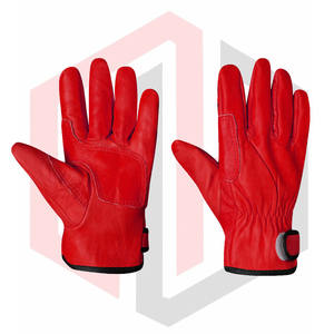 Gants de sécurité au travail en cuir rouge Durable Split Cowhide Dragonne réglable Construction industrielle Utilisation sans silicone - Product Image 1