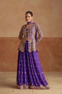 Ordene Ahora las Más Increíbles Ofertas de Anarkali Salwar Kameez de Moda con Corte Recto y Borde de Tela de Seda Chinon Especial para Mujeres Musulmanas - Product Image 6