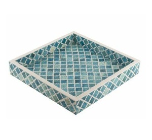 Plateau d'incrustation d'os de haute qualité pour décorations d'hôtel Plateau de service cyan verdâtre de qualité supérieure pour récipient alimentaire Rectangle à usage domestique - Product Image 2