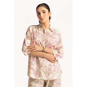 เสื้อเชิ้ตชีฟองพิมพ์ลายคอปกพร้อมดีเทลลายดอกไม้ WM-CS-SS24-029 - Product Image 4