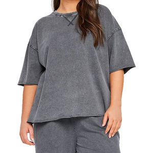 Drop Shoulder Oversize Acid Wash T-<b>Shirt</b> <b>For</b> <b>Women</b> Personalized Logo and Printed <b>Women</b> Casual Wear Acid Wash T-<b>Shirts</b> - Product Image 4