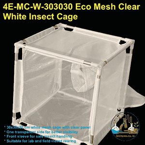 Cage d'élevage d'insectes en maille écologique transparente blanche 4E-MC-W-303030 en plastique durable - Product Image 1