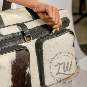 LW Custom 2024 pelo de cuero blanco y marrón genuino en bolsa de lona para mujeres y damas Premium Genuine Deal - Product Image 5
