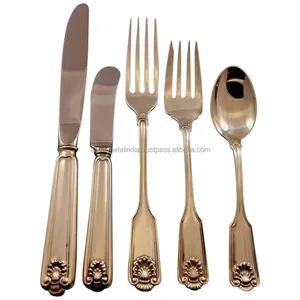 <b>Set</b> of <b>6</b> Gold Plated Stainless Steel Flatware Cutlery with Acrylic Handles Home <b>Dinnerware</b> Tabletop Cutlery <b>Set</b> in India - Product Image 5