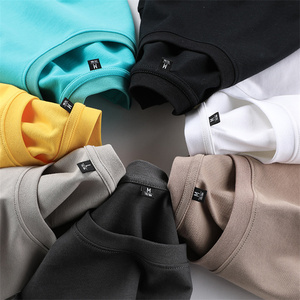 Camisetas extragrandes negras de manga corta lavadas con logotipo de diseño personalizado, Camiseta de algodón pesado de 240g para verano, camiseta para hombre - Product Image 1