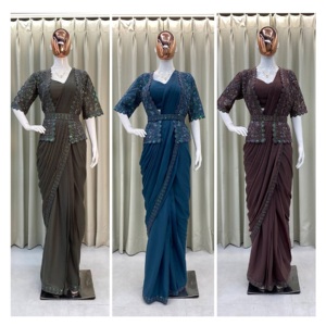 Tendance Prêt à porter Star Georgette Sequin Saree avec Koti et chemisier entièrement cousu Fancy Party Wear Saree Set Fabriqué en Inde - Product Image 1