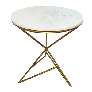 Mesa de centro de metal, mesa de centro de metal chapada en oro, tapa de mármol y tapa de madera - Product Image 3