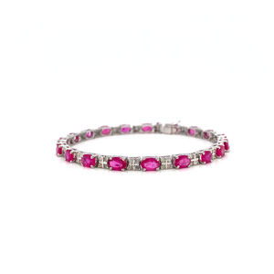 Bracelet de tennis en diamant coupe ovale rubis rouge naturel pour femme bijoux en cristal de haute qualité pour les fêtes de mariage cadeau parfait - Product Image 1