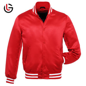 Venta caliente 100% poliéster tejido de punto satén bombardero béisbol chaqueta universitaria para hombres mujeres bordado personalizado Logo Casual - Product Image 5