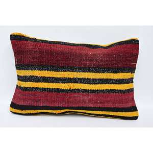 Multicolor Vintage & <b>Fluffy</b> Patterned Kilim Wool Pillow 16x24 Inch Luxury Accent Decorative Pillow for <b>Bedding</b> - Product Image 1