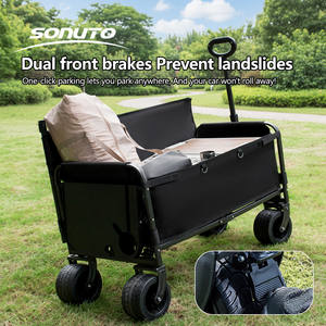 Chariot pliant robuste de 300 kg avec auvent et sièges pour le camping, les pique-niques, le shopping et le rangement, chariot de plage personnalisable OEM - Product Image 2